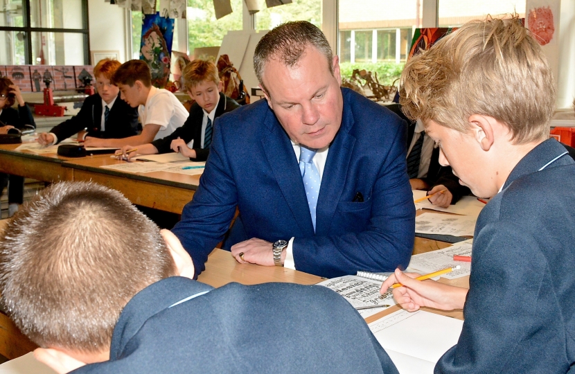 Conor in the classroom observing the artistic talents of many Glenmoor pupils.