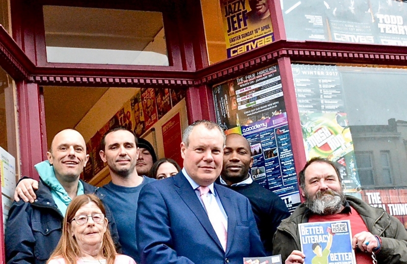 Conor at The Big Issue office in Bournemouth.