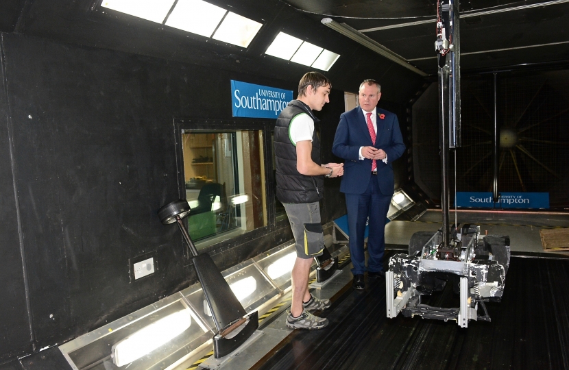 Conor pictured in the SU Wind Tunnel with Dr David Marshall. 