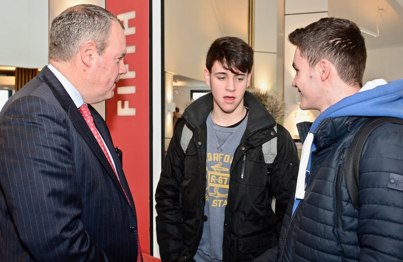 Conor pictured speaking to students at the Refresher Fair.