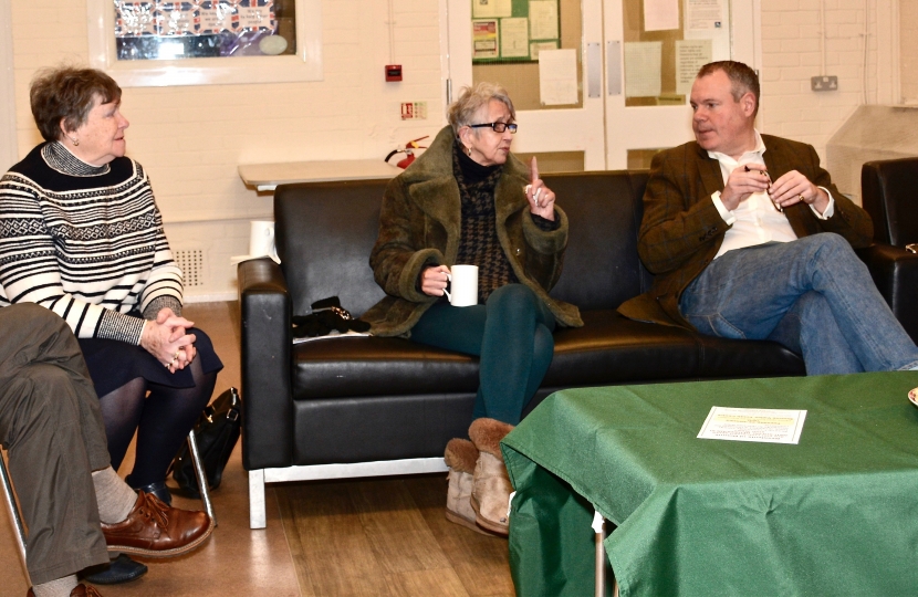 Conor pictured talking to the Bourne Valley Community Group about anti-social behaviour. 