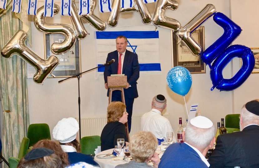 Conor pictured giving his keynote speech to the Bournemouth Hebrew Congregation. 