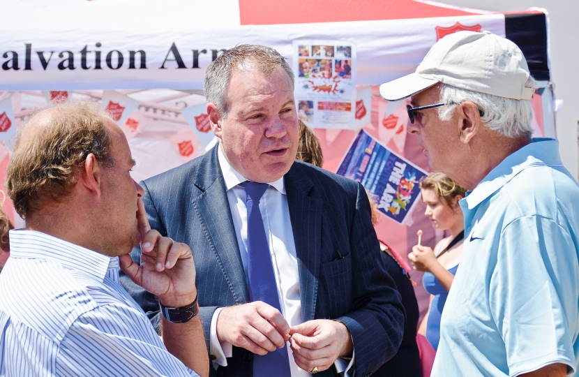 Conor talking with local residents at the Winton carnival.