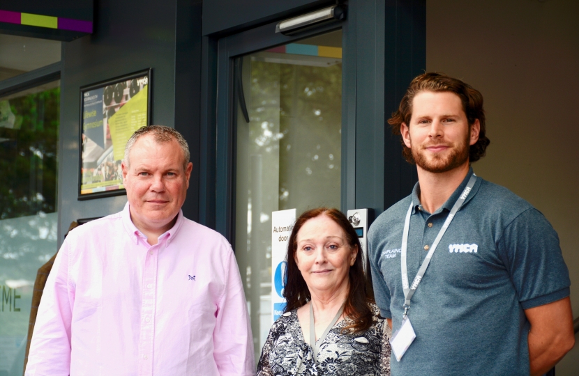 Conor with Jackie Weeden and Jez Du Puy the Chaplain at the YMCA in Westover Road Bournemouth, who provide housing for those in need.