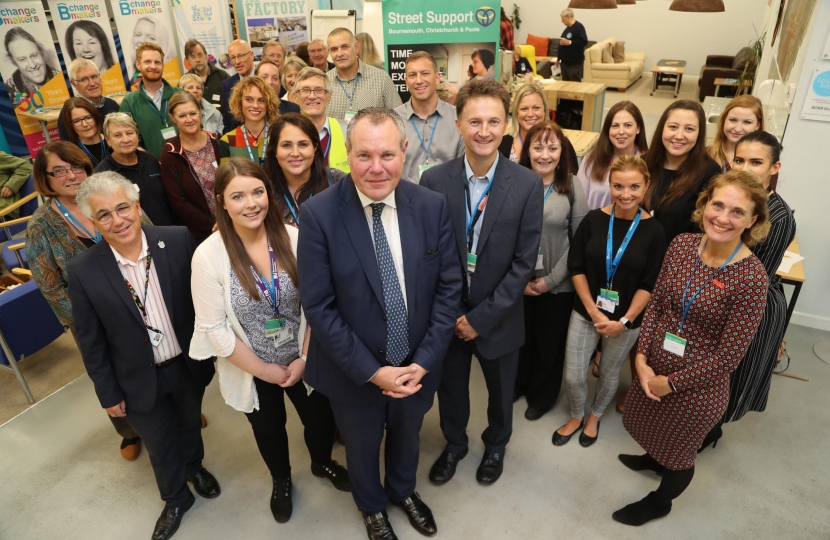 Conor at the launch of Street Support with the professionals and volunteers who are making it happen.