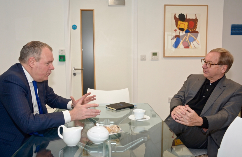 Conor with the Principal and Vice Chancellor of the Arts University Bournemouth, Stuart Bartholomew.