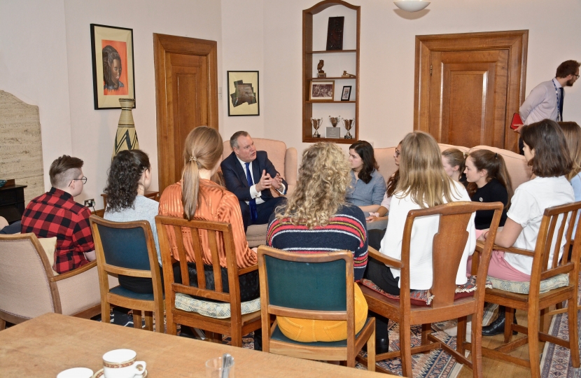 Conor chats to Talbot Heath School sixth formers.