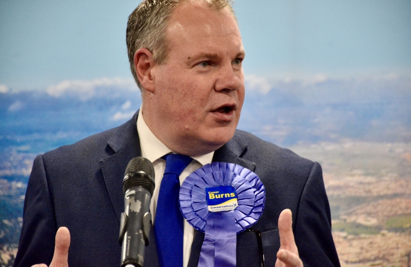 Conor Burns making acceptance speech 