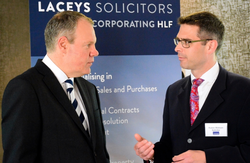 Conor with Robin Watson, of Laceys Solicitors at the IEF. 