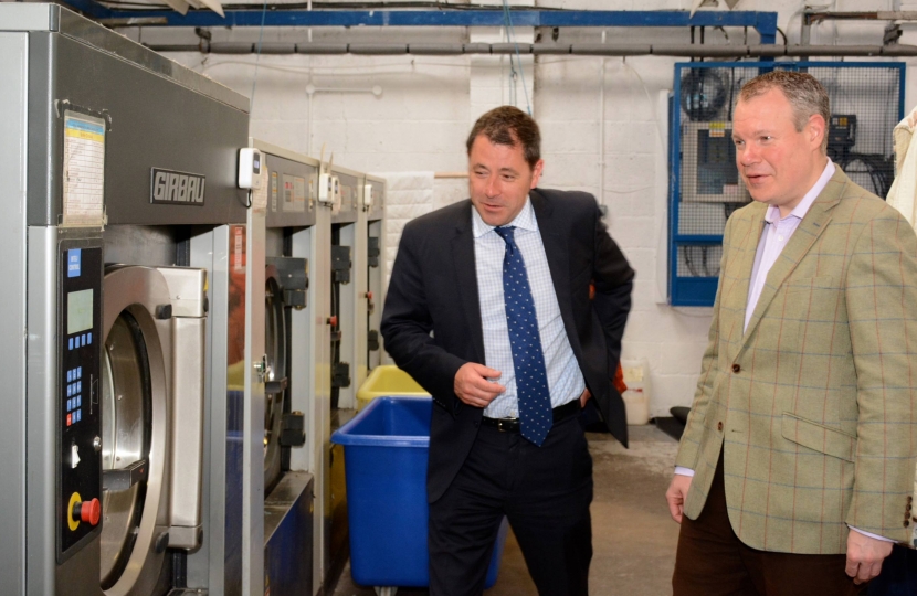 Conor alongside Managing Director, Matthew Baker, during his tour of Barkers. 