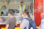 Conor pictured handing out food with the Salvation Army over the May Bank Holiday weekend. 