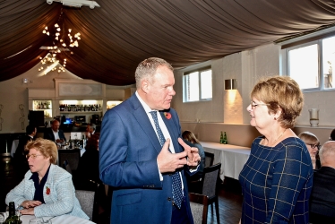 Conor speaking with Cllr Jackie Edwards, Honorary Secretary of BAHA.