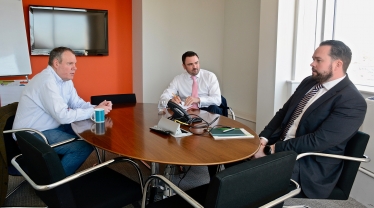 Conor pictured discussing the Growing Business Forum with Robert Rutherford, CEO of QuoStar and James Stelfox, Managing Director of QuoStar.  