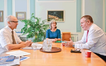 Conor discussing the enforcement of anti-social behaviour with Andrew Flockhart and Cllr Janet Walton.