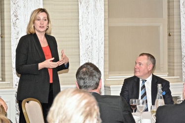 The Work and Pensions Secretary addressing a dinner of local business people.