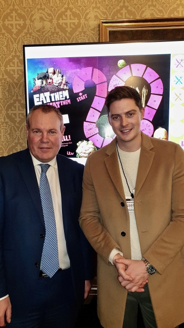 Conor with Dr Alex George from ITV's Love Island, at the Veg and Power event.