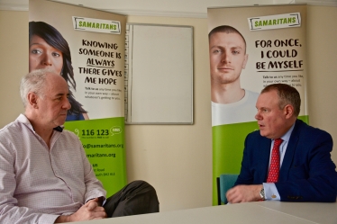 Conor is briefed on the work of the Samaritans in Bournemouth.