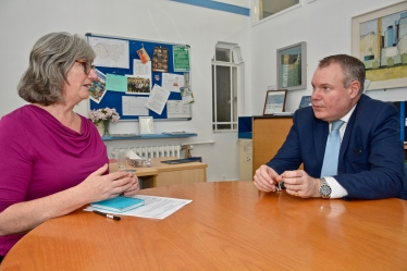 Conor with Councillor Janet Walton.