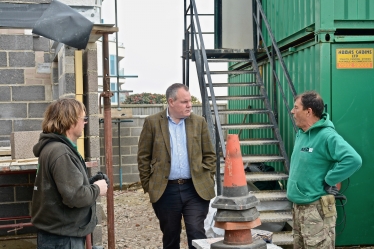 Conor chatting to some local builders whilst out campaigning.