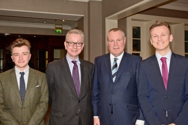 Conor with Environment Secrtary Rt Hon Michael Gove MP and two political students from BU.