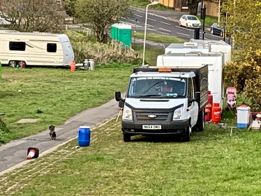 A photograph of the recent illegal encampment in Alderney.