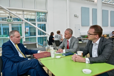 Conor chatting to the President of the Dorset Chamber of Trade and Head of International Trade.